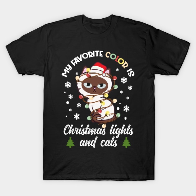 my favorite color is christmas lights and cats T-Shirt by star trek fanart and more